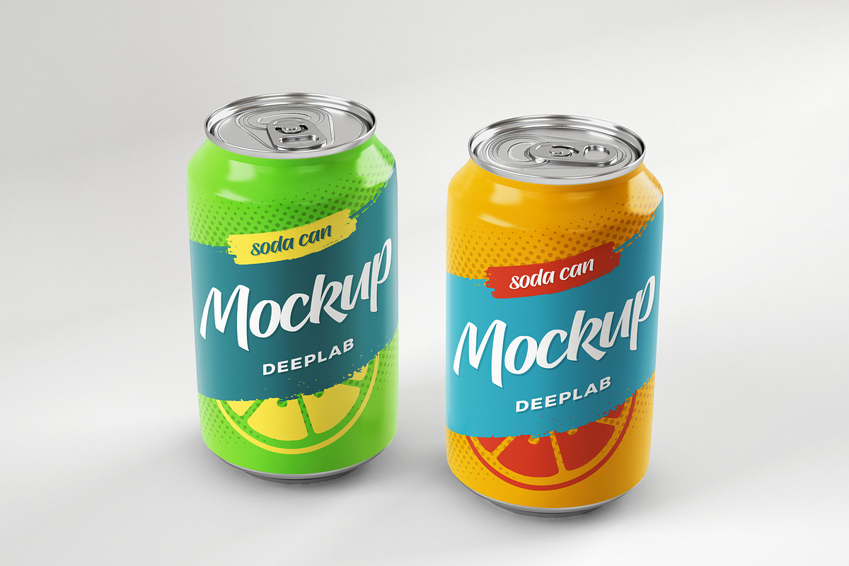 Soda Can Mockup Set, a Packaging Mockup by Deeplab (Photo 13 of 17)
