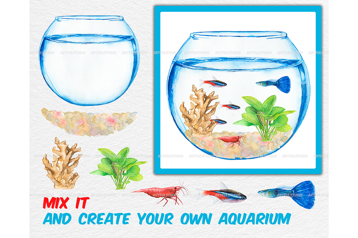 Watercolor tropical fish clipart, an Animal Illustration by ArtfulStudio (Photo 8 of 8)