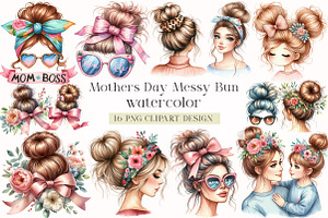 Mothers Day Messy Bun Clipart, a Seasonal Illustration by DreamArtGraphic