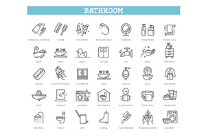 Restroom, Bathroom Vector Icon Set, an Object Illustration by Tettygreen