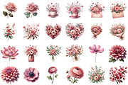 Dusty Pink Flowers Clipart Watercolo, an Illustration by Sublimation Artist (Thumbnail 2 of 6)