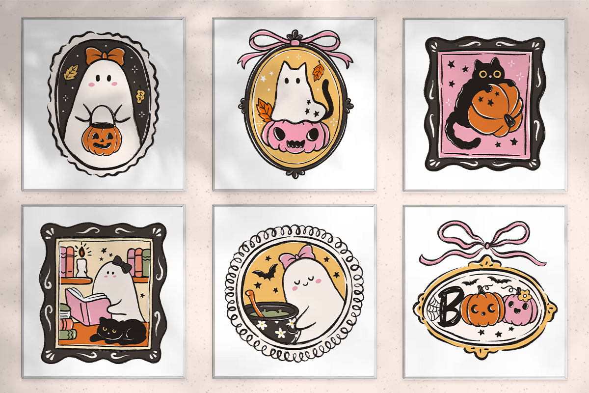 Cozy Halloween Frames PNG Clipart, a Seasonal Illustration by LemonDesign (Photo 2 of 6)