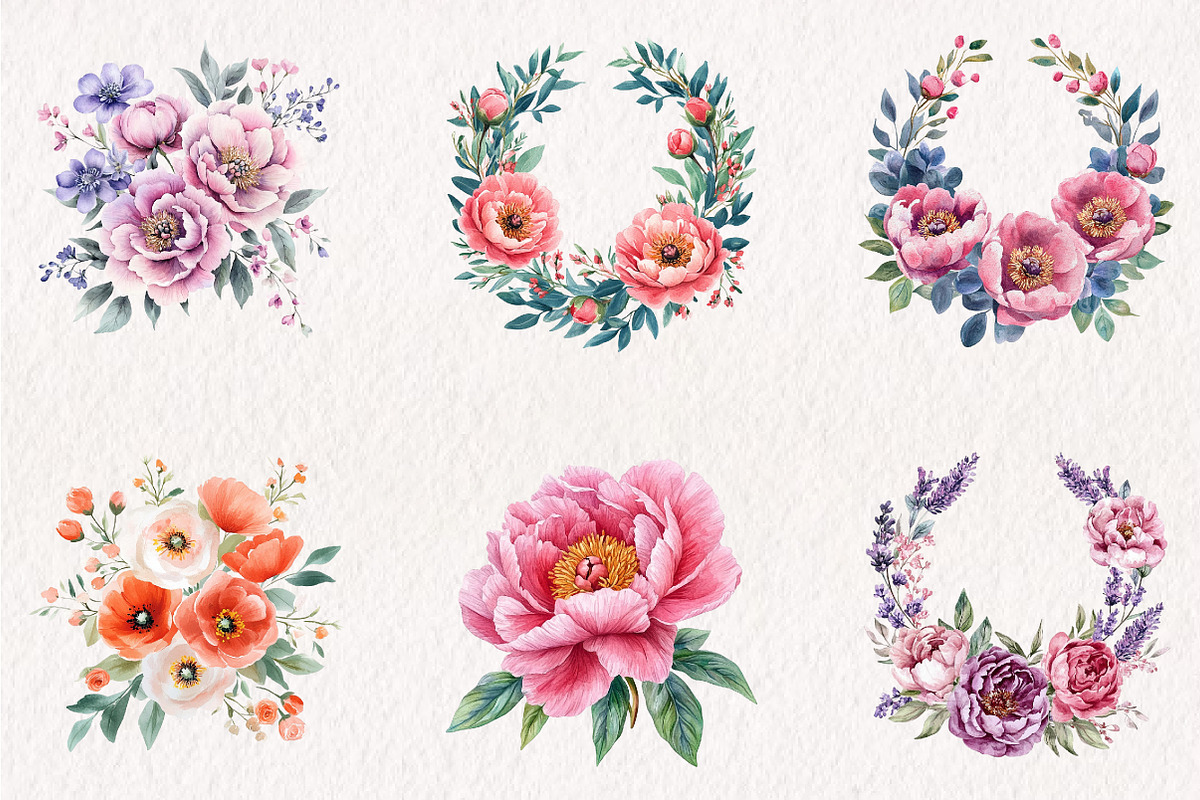 Watercolor Vivid Floral Collection, an Illustration by CreationArt (Photo 7 of 10)
