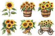Sunflower Farm Clipart, a Seasonal Illustration by CitraGraphics (Thumbnail 3 of 7)