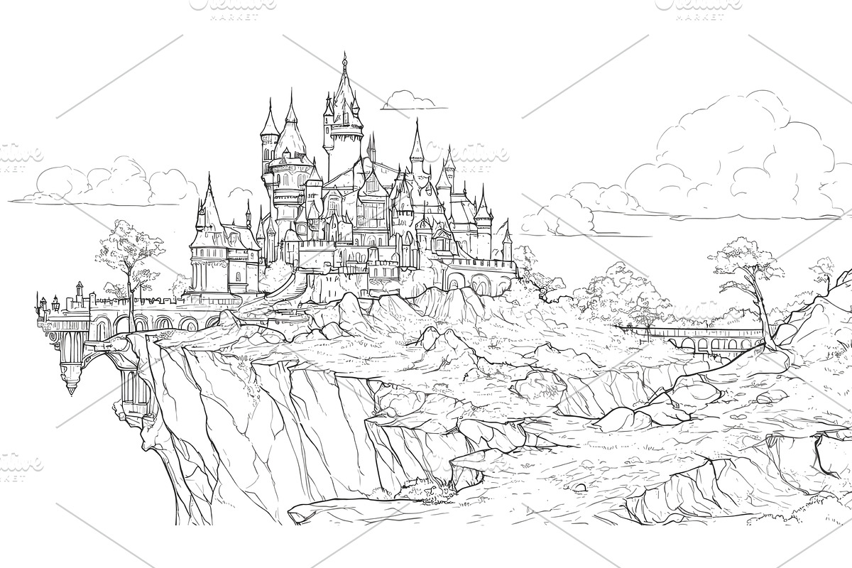Fairy-Tale Castle on a Beautiful, an Object Illustration by LadadikArt