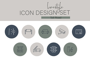Linestyle Icon Design Set Toll Road, an Outline Icon by pepulousdsg