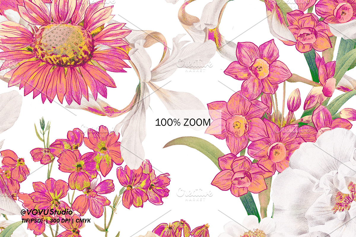 Blooming Floral Pattern Design, a Pattern Graphic by VOVU Studio (Photo 3 of 10)