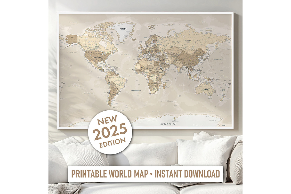 Vector World Map - Large&Detailed, a Decorative Illustration by PorcuPen Works (Photo 8 of 9)