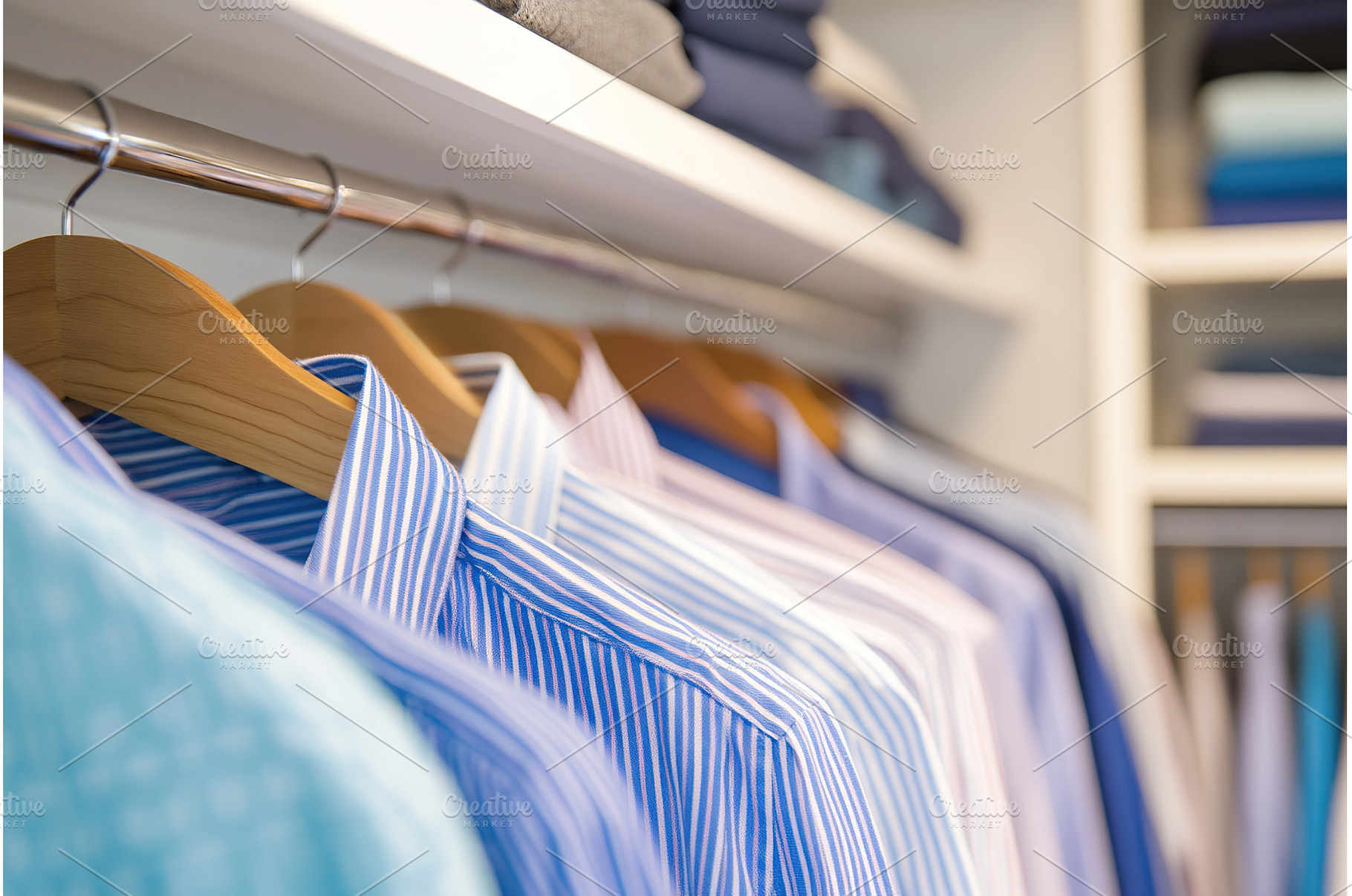 Neatly arranged striped dress shirts, a Beauty & Fashion Photo by Lermont51