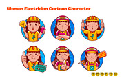 Woman Electrician Cartoon Vector, a Person Illustration by MEDZ (Thumbnail 3 of 3)