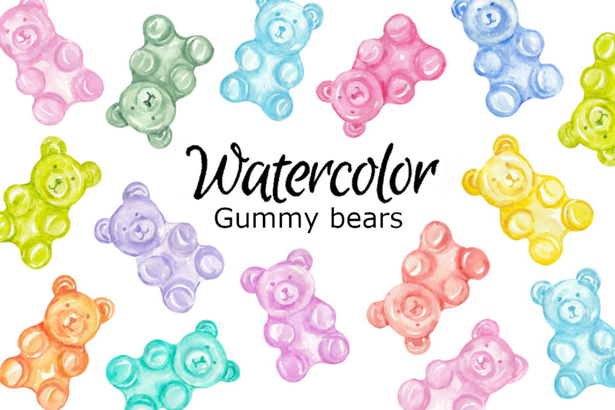Gummy bears watercolor clipart, a Background Graphic by GoodFairyClipArt (Photo 1 of 3)
