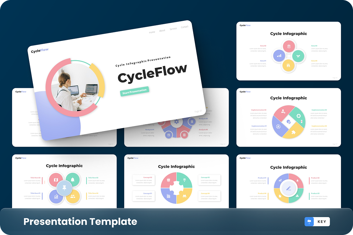 CycleFlow - Cycle Infographic, a Presentation Template by GraphauseProject (Photo 1 of 6)