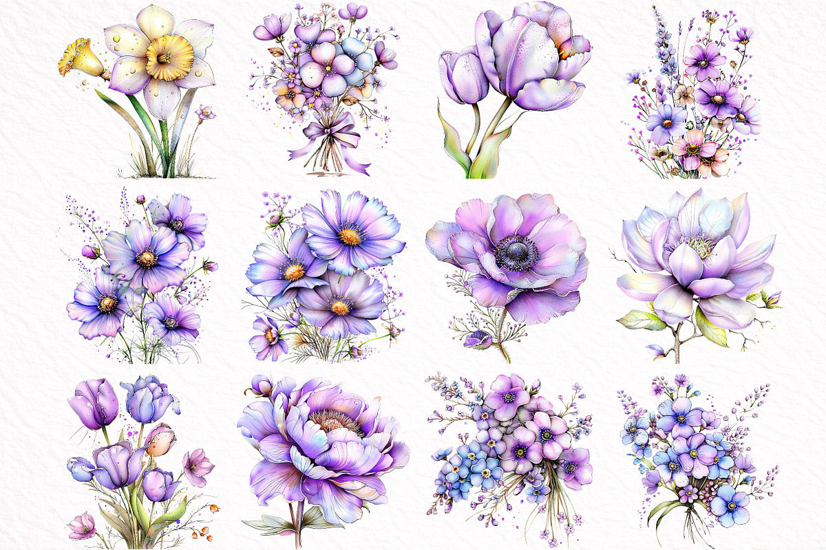 Spring Flowers Sublimation Clipart, an Illustration by DreamArtGraphic (Photo 5 of 8)