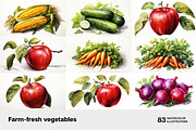 Farm-fresh vegetables. 83 images, a Food Illustration by Handmadefont (Thumbnail 2 of 14)