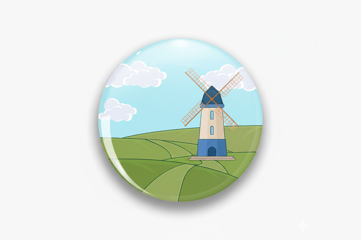 windmill with rotating sails vector, a Work Illustration by zyxroun shop (Photo 3 of 3)