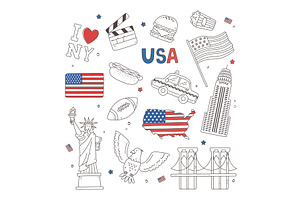 USA composition icons, an Illustration by studiogstock