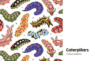 Cute Seamless Caterpillar Patterns