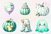 Pastel Mint Halloween Clipart, an Illustration by CreationArt (Thumbnail 4 of 5)