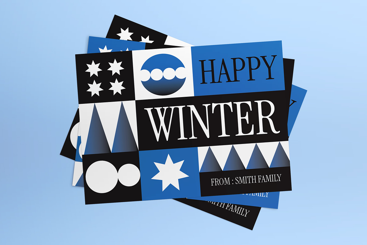 Black Winter Greeting Card Postcard, a Card Template by graphicook (Photo 1 of 6)