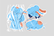 Patriotic Elephants Hand Drawn, an Object Illustration by Jump Studio (Thumbnail 3 of 5)