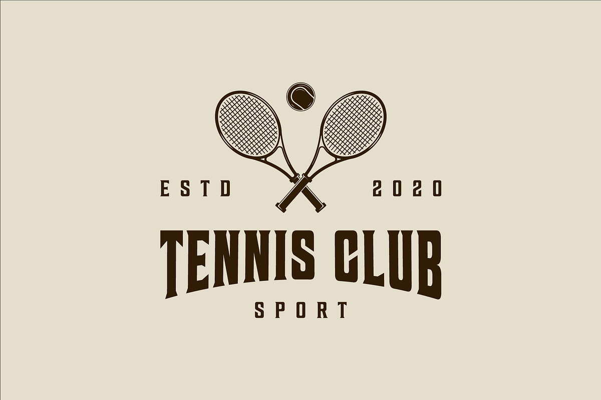 Crossed tennis rackets logo vintage