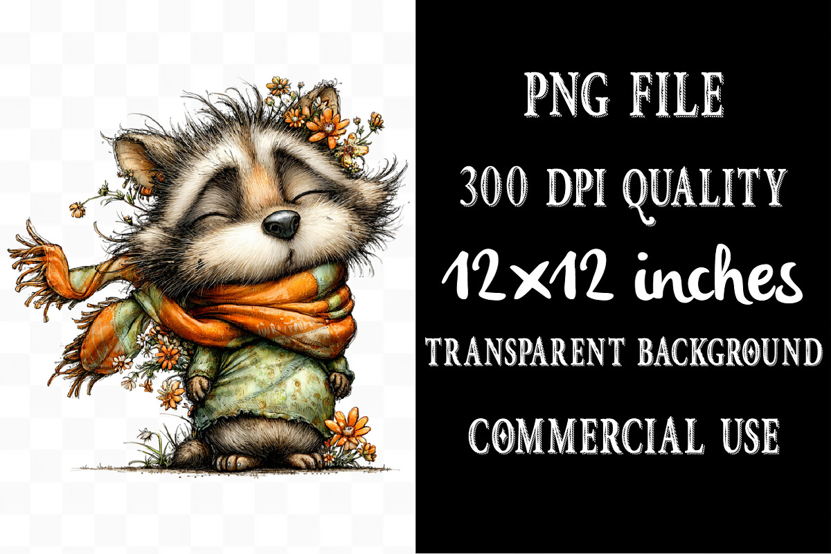Whimsical Spring Raccoon Clipart, an Illustration by Designking (Photo 4 of 5)