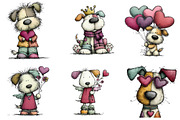 Whimsical Valentines Day Dog Clipart, an Illustration by CreationArt (Thumbnail 2 of 7)