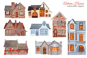 Watercolor autumn houses clipart, an Illustration by s.yanyeva (Thumbnail 4 of 6)