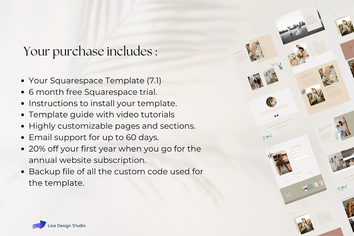 Squarespace Template - Wedding, a Squarespace Template by Lisa Design Studio (Photo 5 of 5)