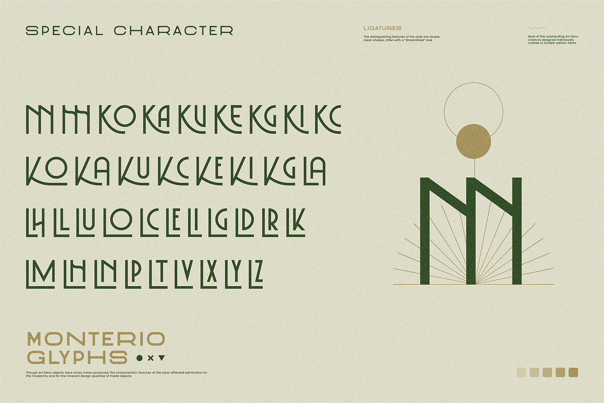 Monterio - Modern Art Deco Typeface, a Sans Serif Font by CCS Type (Photo 26 of 29)