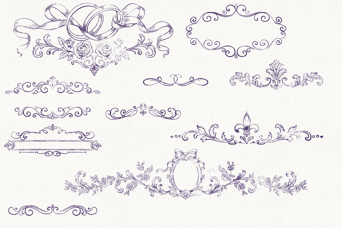 Plum Vintage Baroque Wedding Set, a Seasonal Illustration by AlenaVlasko stock Market (Photo 8 of 8)
