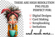 Whimsical Easter Coffee Girl Clipart, an Illustration by Daily.Designs (Thumbnail 2 of 7)