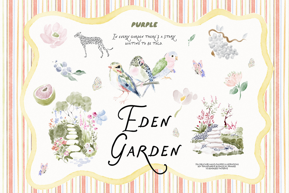 Eden Garden: Watercolor Clipart, an Object Graphic by Purple (Photo 1 of 11)
