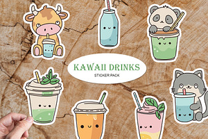 Kawaii Drinks Sticker Pack