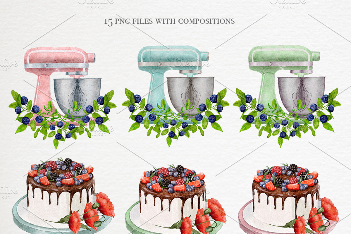 Watercolor baking cooking clipart, a Food Illustration by Dashadraws.art (Photo 6 of 8)