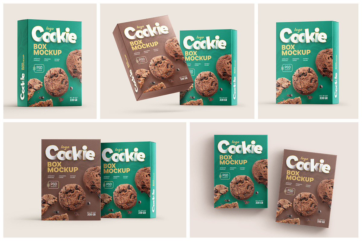 Cookies Box Packaging Mockup Set, a Cups & Container Mockup by Deeplab