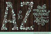 Mint & Grey Floral Alphabet Vectors, an Illustration by Amanda Ilkov (Thumbnail 2 of 5)