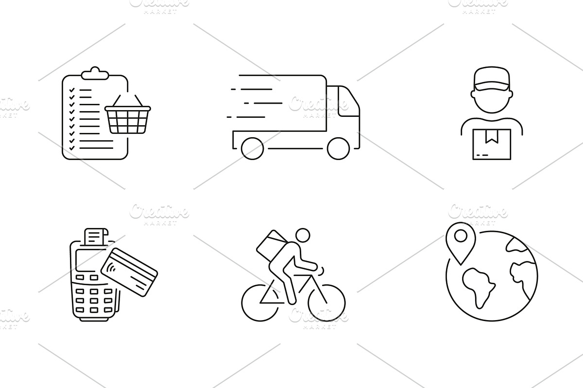 E-commerce and Delivery Line Icons, an Object Illustration by Gentle Studio