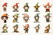Whimsical Elf Clipart Bundle, an Illustration by DreamCafeArt (Thumbnail 3 of 8)