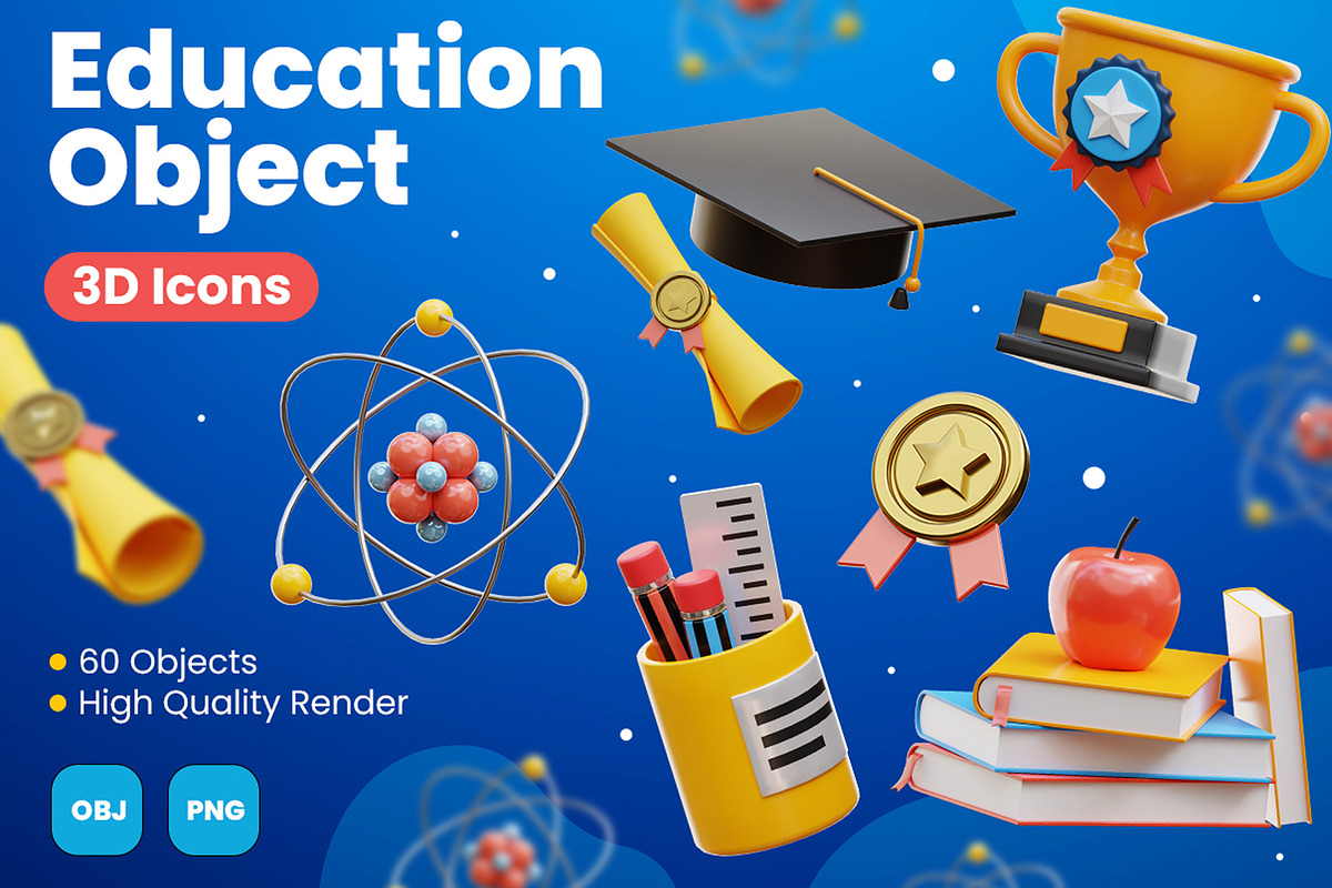Education 3D Icons, an Object 3D Model by Rakata Studio (Photo 1 of 7)