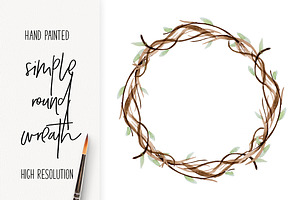Round Watercolor Organic Wreath