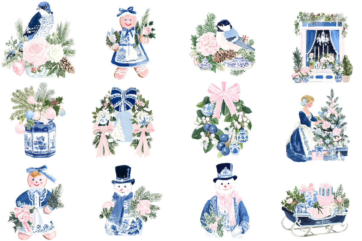Chinoiserie Christmas Clipart, an Illustration by Designworld (Photo 3 of 4)
