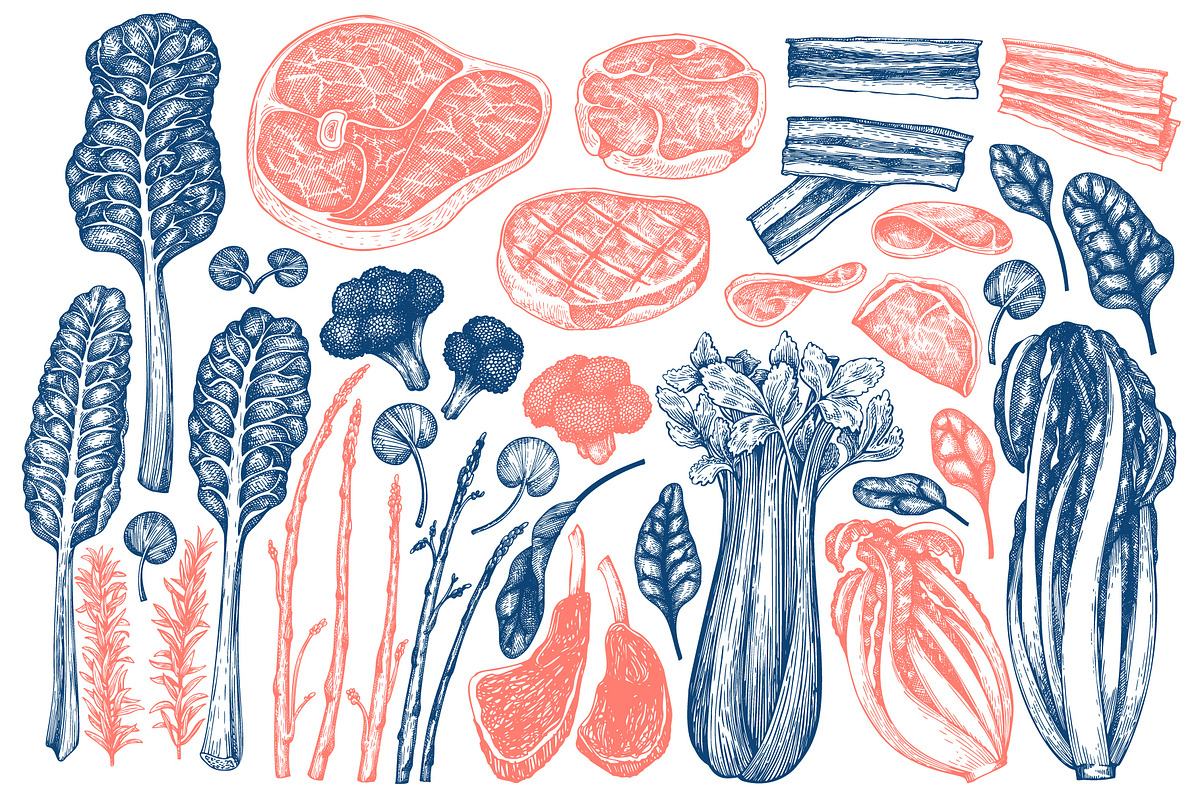 Keto Diet Vector Collection, a Food Illustration by Lubov Illustrations Shop (Photo 2 of 8)