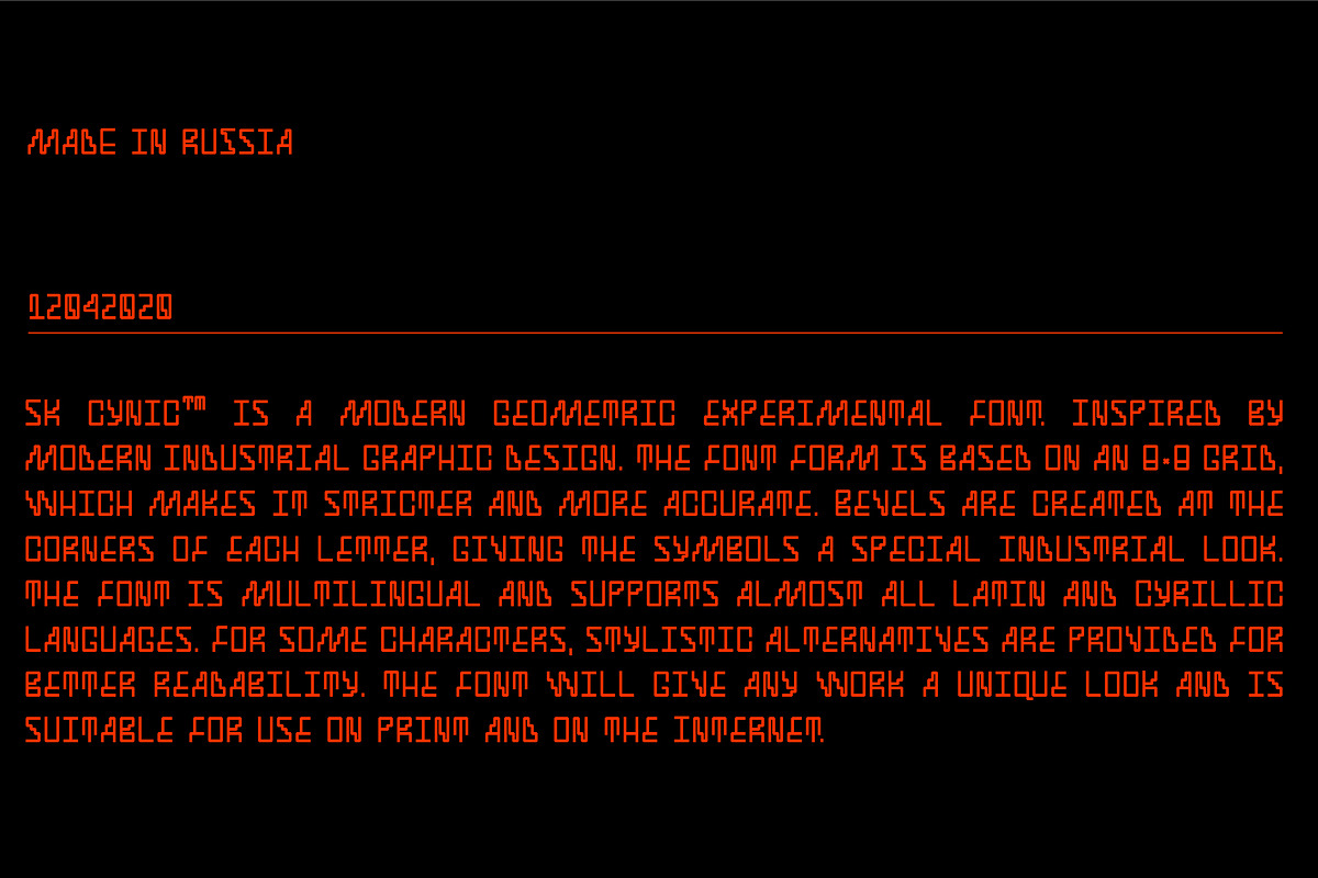 SK Cynic — Industrial Geometric Font, a Font by Shriftovik Type Foundry (Photo 4 of 12)