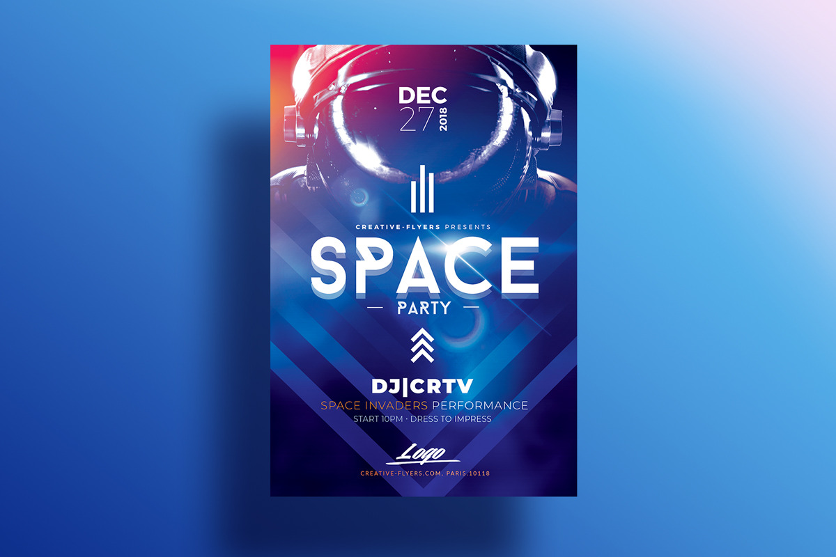 Space Party Flyer Template, a Flyer Template by Rome B Creation