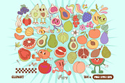 Groovy Retro Fruit Characters bundle, a Food Illustration by Huxmay (Thumbnail 4 of 7)