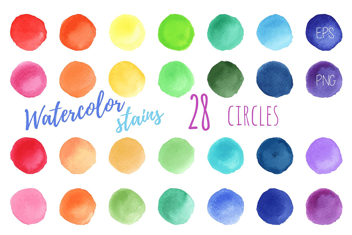 Watercolor paint stains EPS and PNG, a Texture Graphic by Sunshine Art Shop