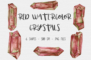Red Watercolor Crystal Clipart
