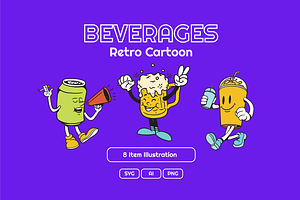 Beverages Retro Cartoon