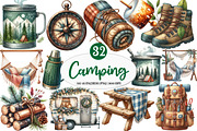 Camping Sublimation Clipart, an Illustration by Watercolor design (Thumbnail 1 of 4)